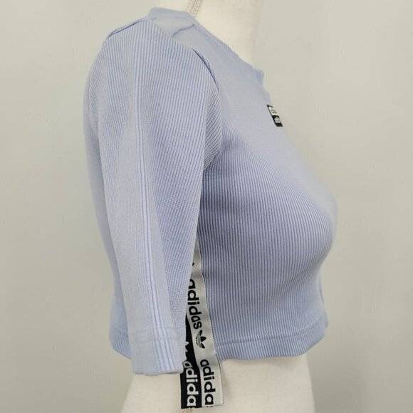 Adidas Originals Reveal Your Voice Ribbed Logo Tape Crop Top - Picture 8 of 10